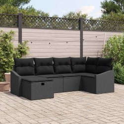 Ensemble de Canapés avec coussin 6 pcs Noir polyrotin 566540566540
