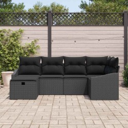 Ensemble de Canapés avec coussin 6 pcs Noir polyrotin 566540566540