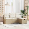 Ensemble de Canapés avec coussin 4 pcs Beige et crème polyrotin 566542566542