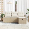 Ensemble de Canapés avec coussin 4 pcs Beige et crème polyrotin 566542566542