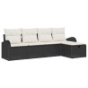 Ensemble de Canapés avec coussin 5 pcs Noir et Crème polyrotin 566543566543