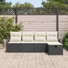 Ensemble de Canapés avec coussin 5 pcs Noir et Crème polyrotin 566543566543
