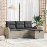 Ensemble de Canapés avec coussin 4 pcs Gris clair polyrotin 566544566544