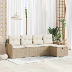 Ensemble de canapé de jardin 5 pcs Beige et crème polyrotin 566546566546