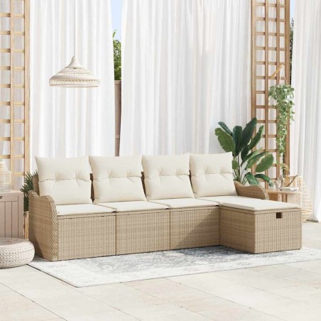 Ensemble de canapé de jardin 5 pcs Beige et crème polyrotin 566546566546