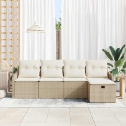 Ensemble de canapé de jardin 5 pcs Beige et crème polyrotin 566546566546
