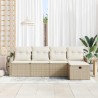 Ensemble de canapé de jardin 5 pcs Beige et crème polyrotin 566546566546