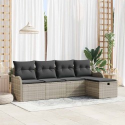 Ensemble de canapé de jardin 5 pcs Gris clair Poly rotin 566547566547