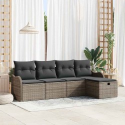 Ensemble de canapé de jardin avec coussin 5 pcs Gris polyrotin 566548566548