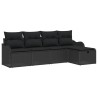 Ensemble de canapé de jardin avec coussin 5 pcs Noir Poly rotin 566549566549