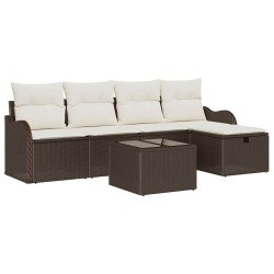 Ensemble de canapé de jardin 6 pcs Marron et Crème polyrotin 566550566550