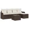 Ensemble de canapé de jardin 6 pcs Marron et Crème polyrotin 566550566550