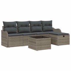 Ensemble de canapé de jardin avec coussin 6 pcs Gris polyrotin 566551566551