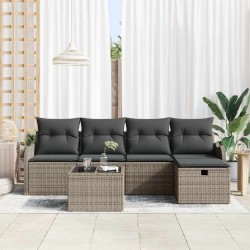 Ensemble de canapé de jardin avec coussin 6 pcs Gris polyrotin 566551566551