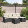 Ensemble de canapé de jardin 6 pcs Noir et Crème polyrotin 566552566552