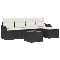 Ensemble de canapé de jardin 6 pcs Noir et Crème polyrotin 566552566552