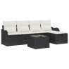 Ensemble de canapé de jardin 6 pcs Noir et Crème polyrotin 566552566552