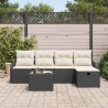 Ensemble de canapé de jardin 6 pcs Noir et Crème polyrotin 566552566552
