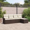 Ensemble de canapé de jardin 5 pcs Marron et crème Poly rotin 566555566555