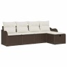 Ensemble de canapé de jardin 5 pcs Marron et crème Poly rotin 566555566555