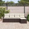 Ensemble de canapé de jardin 5 pcs Marron et crème Poly rotin 566555566555