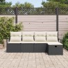 Ensemble de Canapés avec coussin 5 pcs Noir et Crème polyrotin 566557566557