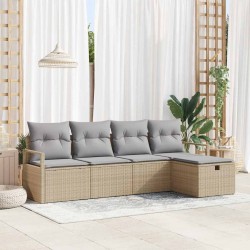Ensemble de Canapés 5 pcs Beige et Gris clair polyrotin 566559566559