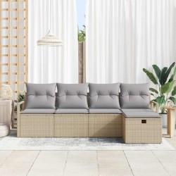 Ensemble de Canapés 5 pcs Beige et Gris clair polyrotin 566559566559