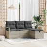 Ensemble de Canapés avec coussin 4 pcs Gris clair polyrotin 566561566561