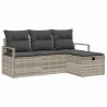 Ensemble de Canapés avec coussin 4 pcs Gris clair polyrotin 566561566561