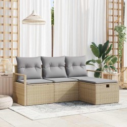 Ensemble de Canapés 4 pcs Beige et Gris clair polyrotin 566563566563