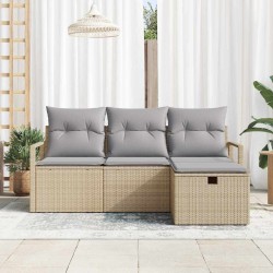 Ensemble de Canapés 4 pcs Beige et Gris clair polyrotin 566563566563