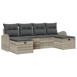Ensemble de Canapés avec coussin 6 pcs Gris clair polyrotin 566565566565