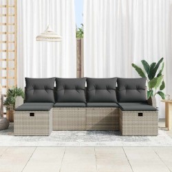 Ensemble de Canapés avec coussin 6 pcs Gris clair polyrotin 566565566565