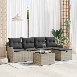 Ensemble de canapé de jardin 6 pcs Gris clair polyrotin 566568566568