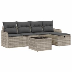 Ensemble de canapé de jardin 6 pcs Gris clair polyrotin 566568566568