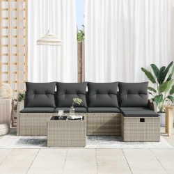 Ensemble de canapé de jardin 6 pcs Gris clair polyrotin 566568566568