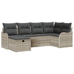 Ensemble de canapé de jardin 6 pcs Gris clair Poly rotin 566571566571