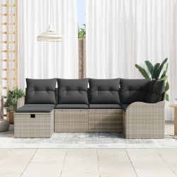 Ensemble de canapé de jardin 6 pcs Gris clair Poly rotin 566571566571