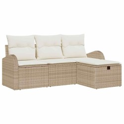 Ensemble de Canapés avec coussin 4 pcs Beige et crème polyrotin 566572566572