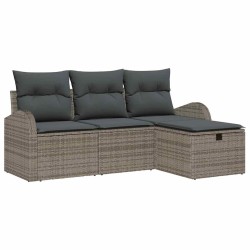 Ensemble de Canapés avec coussin 4 pcs Gris polyrotin 566573566573
