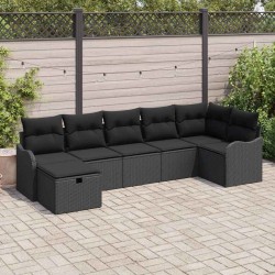 Ensemble de Canapés avec coussin 7 pcs Noir polyrotin 566575566575