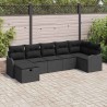 Ensemble de Canapés avec coussin 7 pcs Noir polyrotin 566575566575