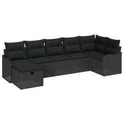 Ensemble de Canapés avec coussin 7 pcs Noir polyrotin 566575566575