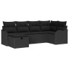 Ensemble de canapé de jardin avec coussin 6 pcs Noir Poly rotin 566576566576