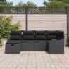 Ensemble de canapé de jardin avec coussin 6 pcs Noir Poly rotin 566576566576