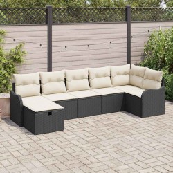 Ensemble de Canapés avec coussin Noir et Crème polyrotin 566578566578
