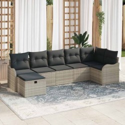 Ensemble de Canapés avec coussin Gris clair polyrotin 566581566581