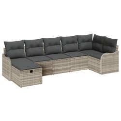 Ensemble de Canapés avec coussin Gris clair polyrotin 566581566581