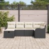 Ensemble de canapé de jardin 6 pcs Noir et crème Poly rotin 566582566582